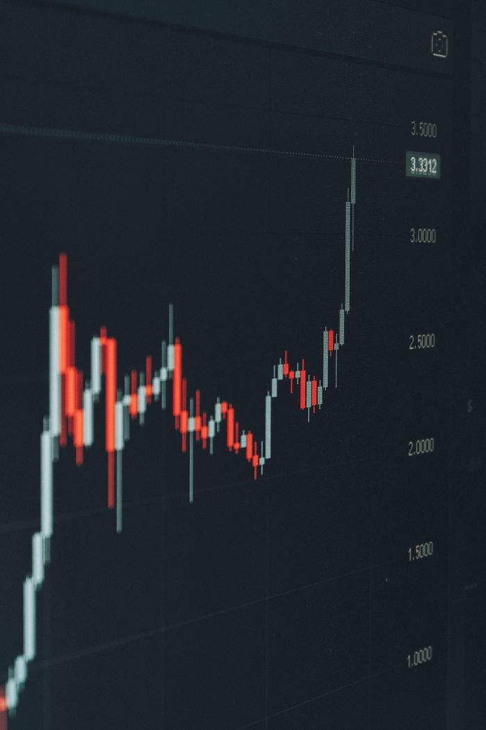 A detailed stock market chart illustrating rapid growth, ideal for finance and investment themes.